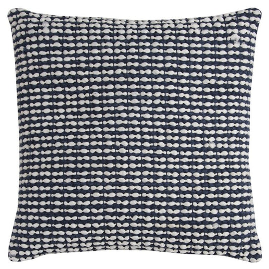 Navy White Textured Weaving Pattern Throw Pillow