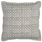Blue Beige Distressed Block Throw Pillow