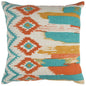 Aqua Orange Ikat Pattern Throw Pillow