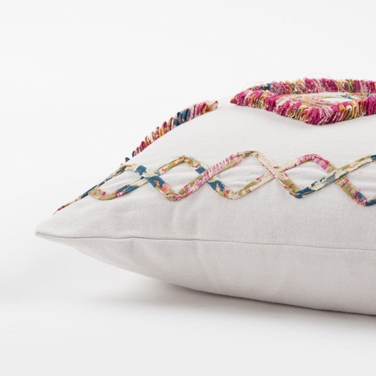 Blue White Diamond Tasseled Lumbar Pillow