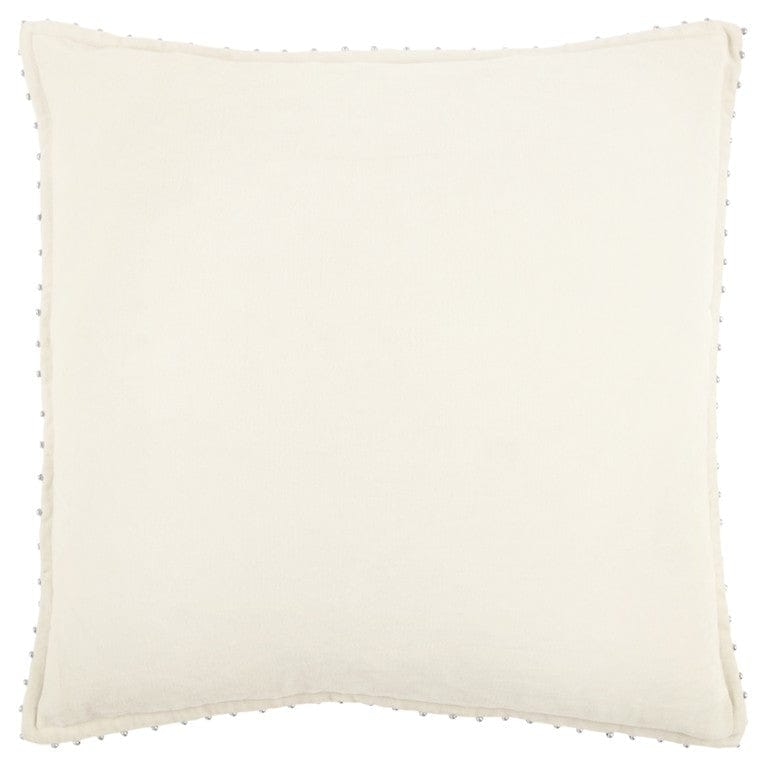 Ivory Solid Pearl Beaded Edge Throw Pillow