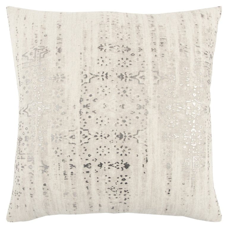 Ivory Silver Distressed Vintage Throw Pillow
