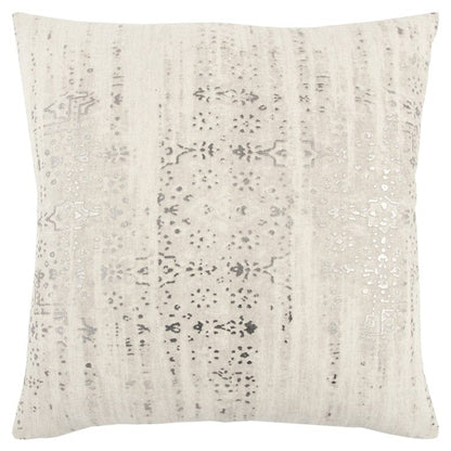 Ivory Silver Distressed Vintage Throw Pillow