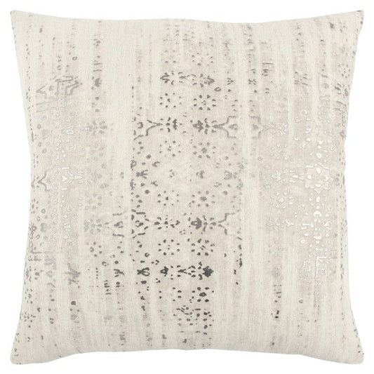 Ivory Silver Distressed Vintage Throw Pillow