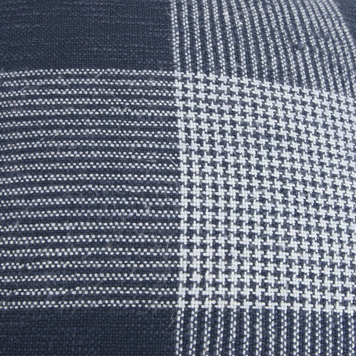 Indigo White Plaid Pattern Throw Pillow
