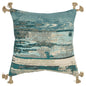 Teal Natural Abstract Tasseled Throw Pillow