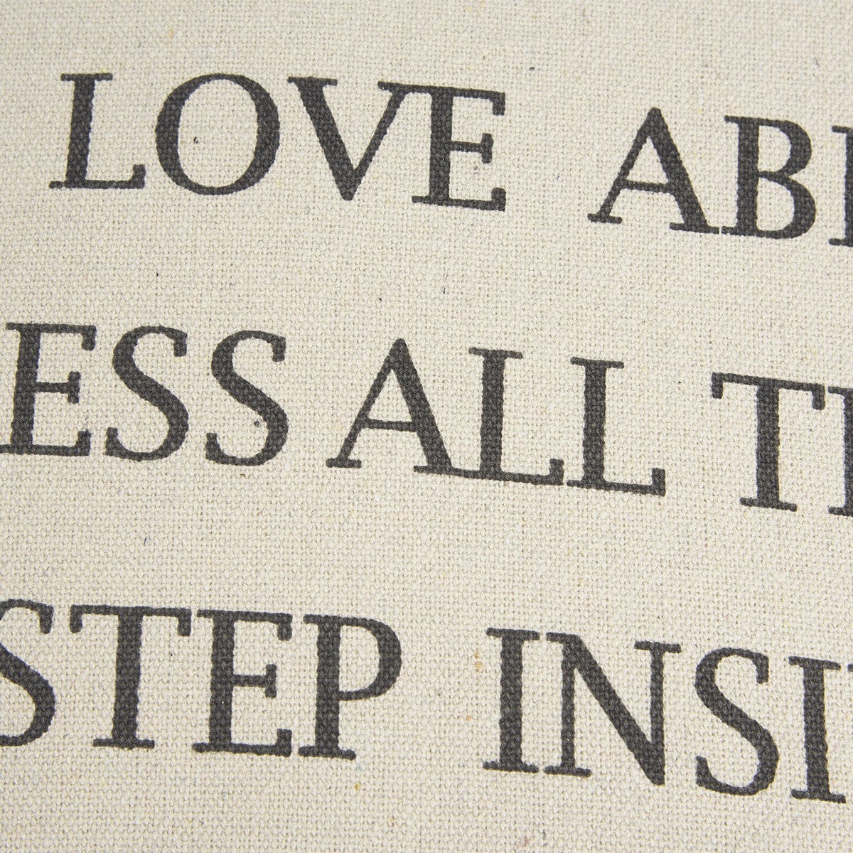 Gray Taupe Canvas Let Love Abide Throw Pillow