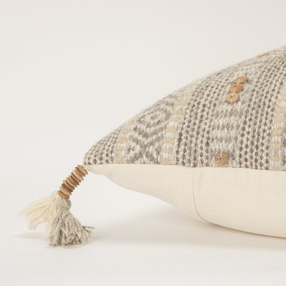 Natural Beige Striped Textural Throw Pillow