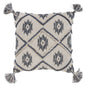 Gray Cream Tasseled Ikat Pattern Throw Pillow