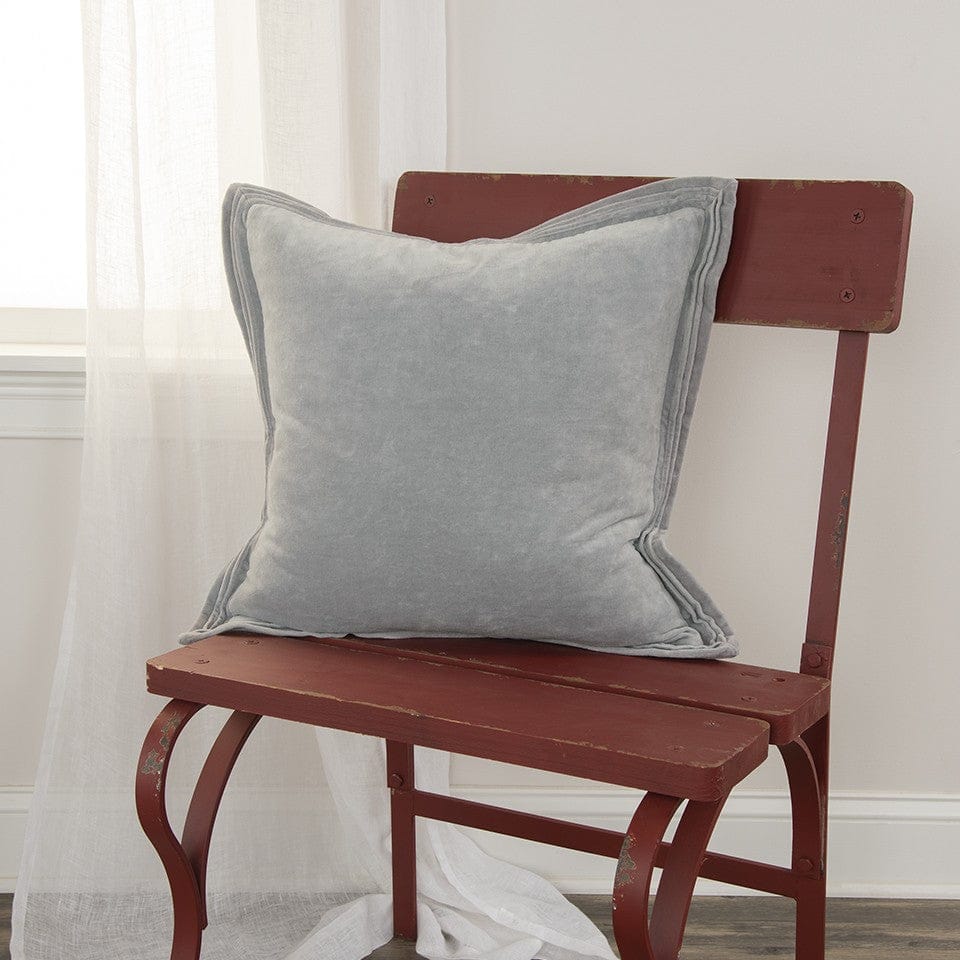 Gray Pin Tucked Flange Modern Throw Pillow