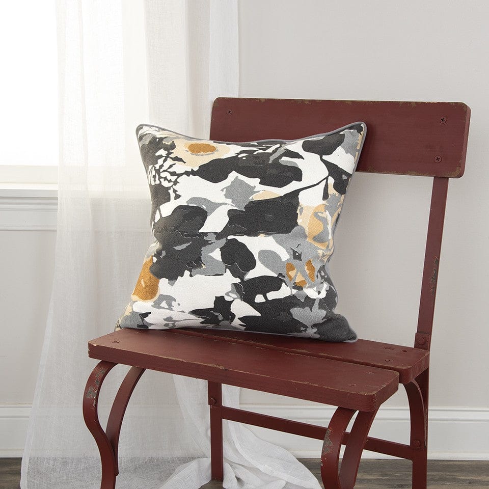 Black White Abstract Impressionistic Throw Pillow