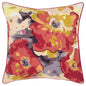 Red Gold Poppy Floral Throw Pillow