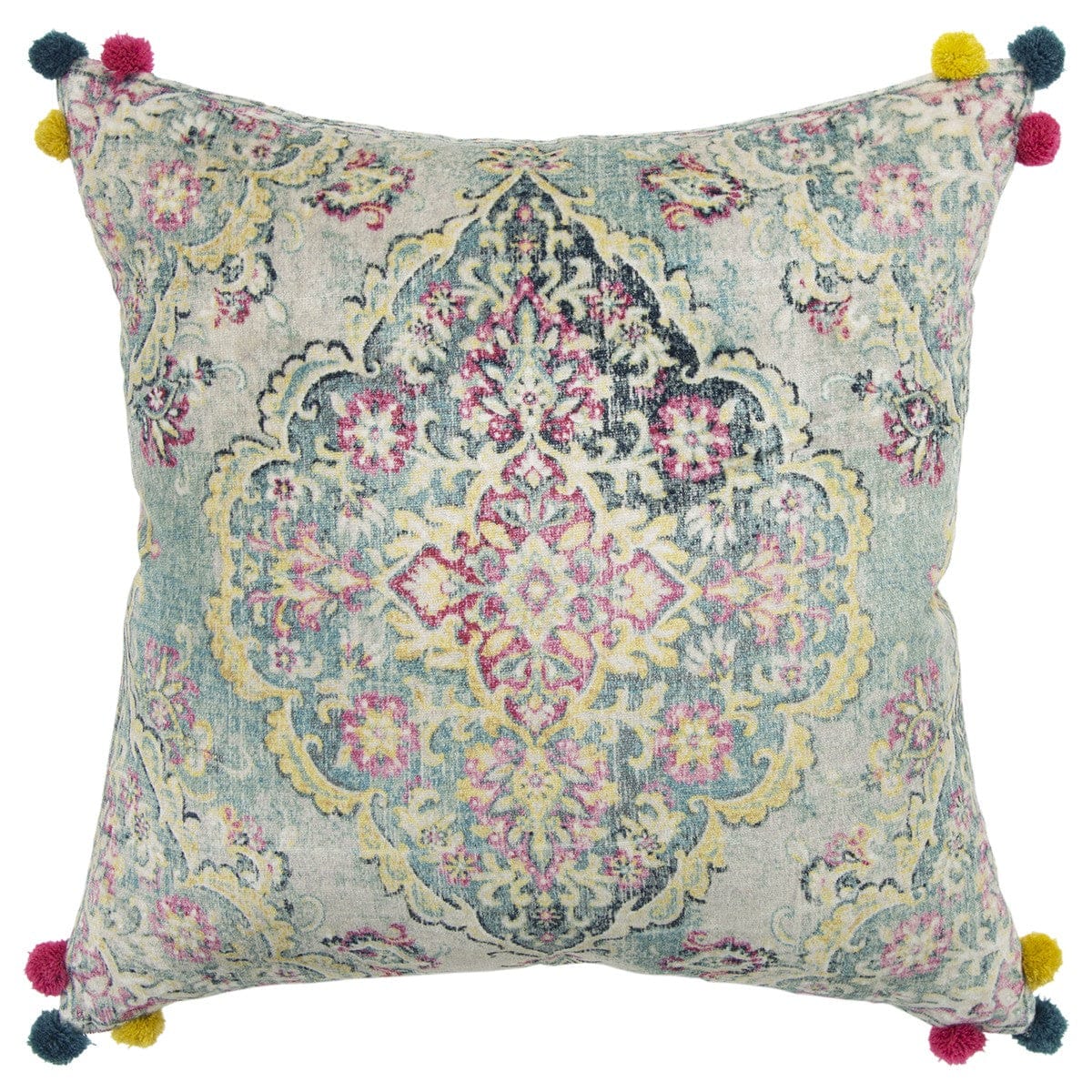Blue Pink Medallion Decorative Throw Pillow