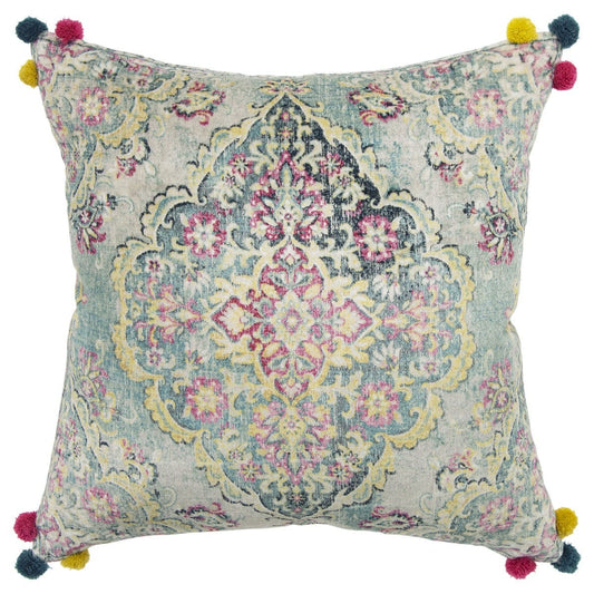 Blue Pink Medallion Decorative Throw Pillow