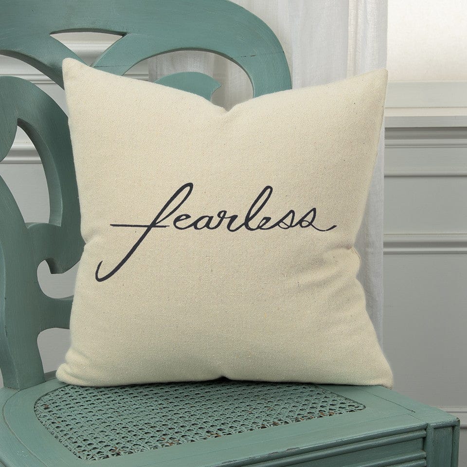Black Taupe Canvas Fearless Throw Pillow