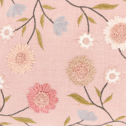 Blush Floral Embroidered Lumbar Pillow