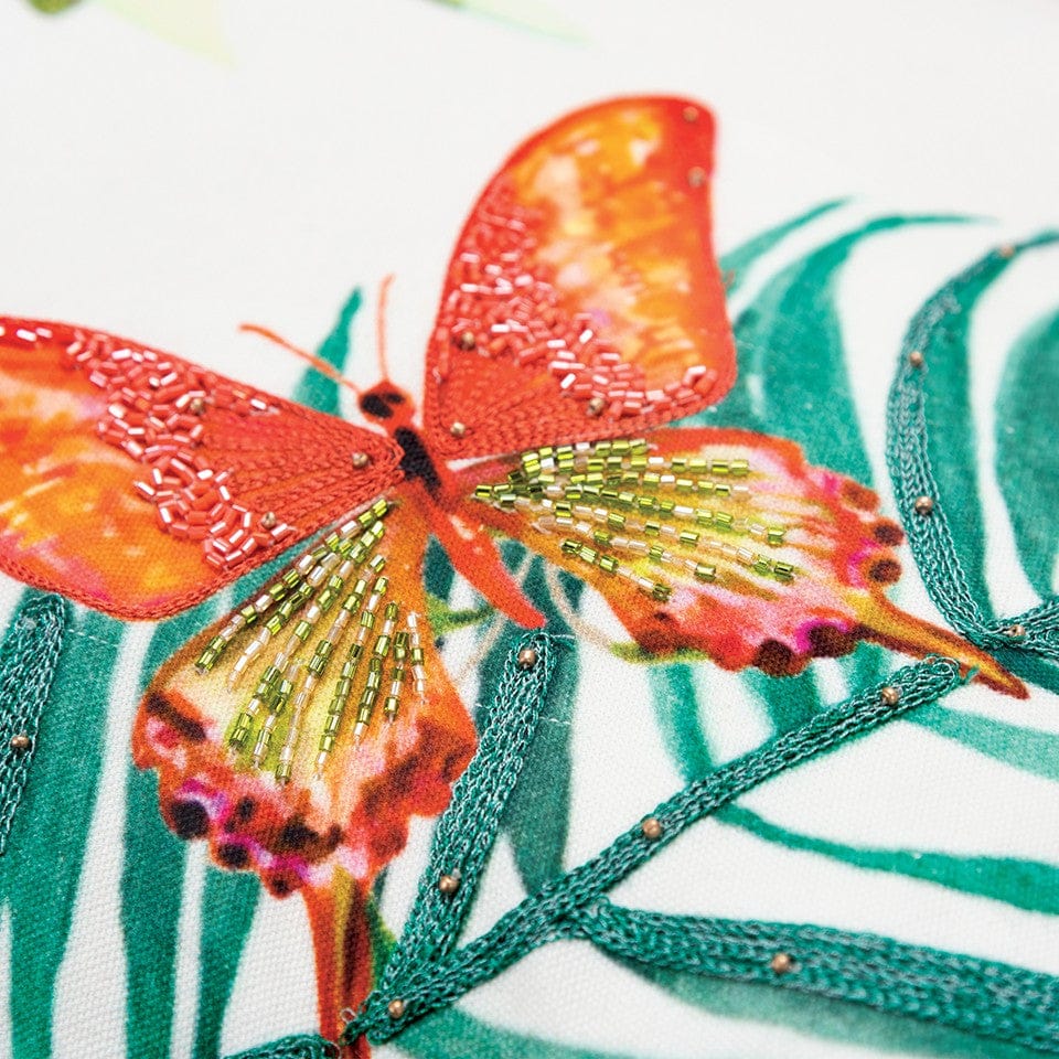 White Green Butterfly Bliss Decorative Throw Pillow