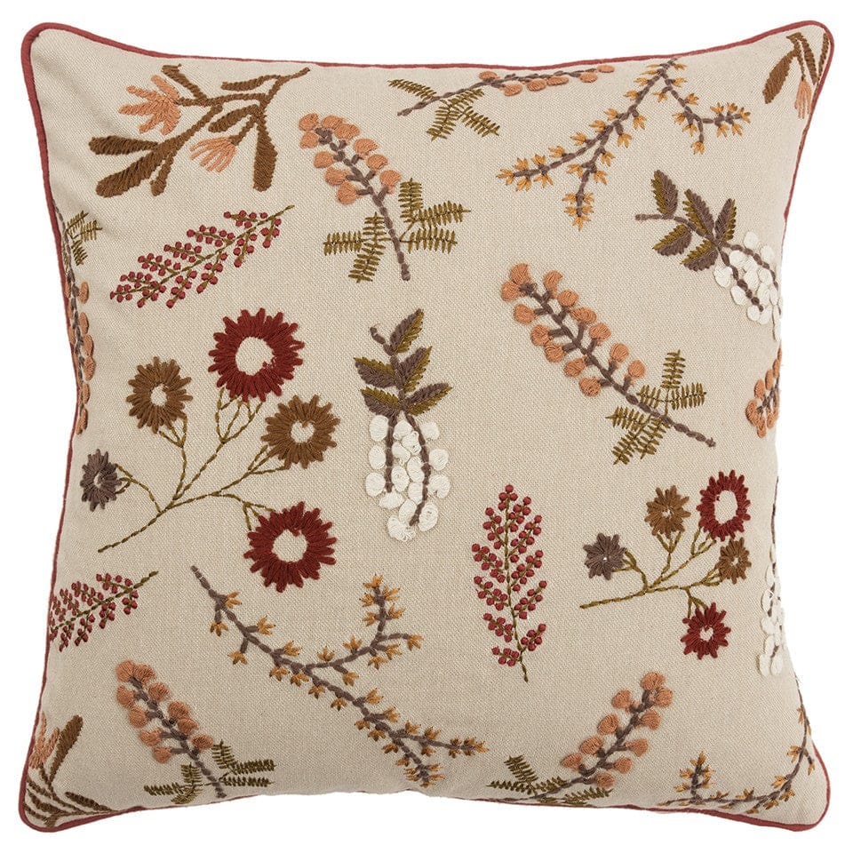Brown Beige Botanical Sprigs Throw Pillow