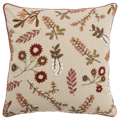 Brown Beige Botanical Sprigs Throw Pillow