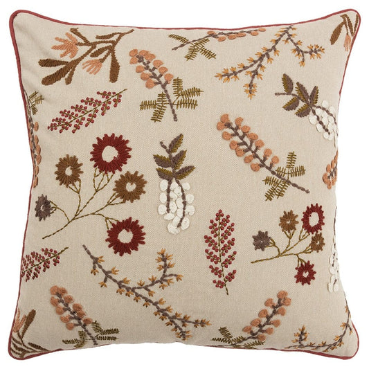 Brown Beige Botanical Sprigs Throw Pillow