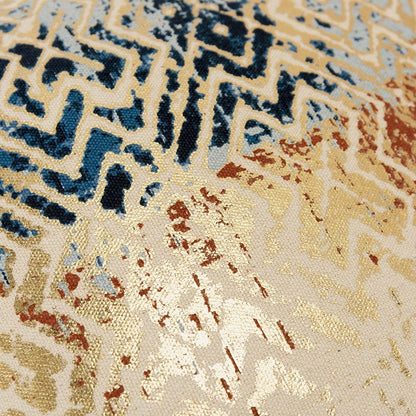 Beige Navy Distressed Retro Modern Lumbar Pillow