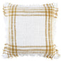 White Gold Open Plaid Textured Throw Pillow