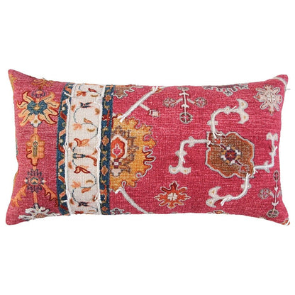 Red Banded Pattern Traditional Lumbar Pillow