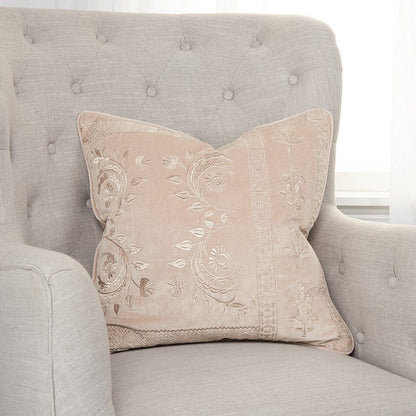 Blush Pink Floral Textured Reversible Throw Pillow