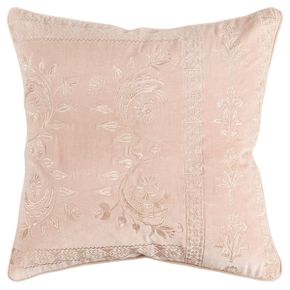 Blush Pink Floral Textured Reversible Throw Pillow
