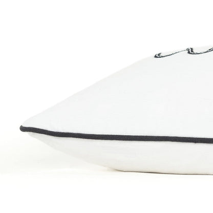 Black and White Whatever Embroidered Lumbar Pillow