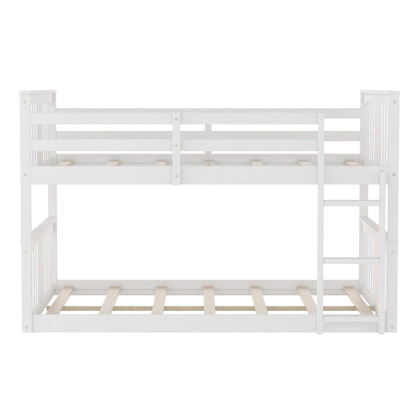 White Classic Full Over Full Bunk Bed with Ladder