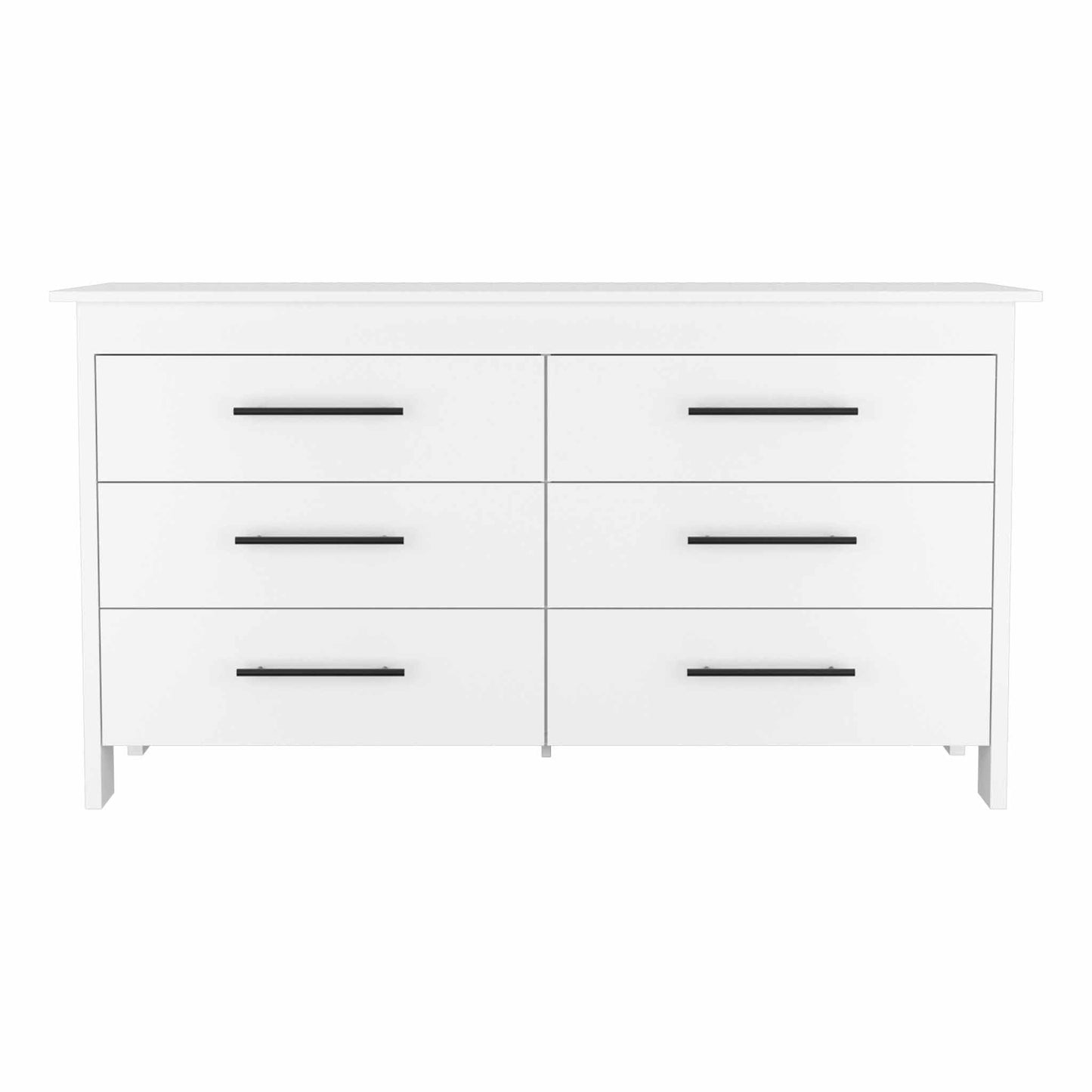 58" White Six Drawer Double Dresser