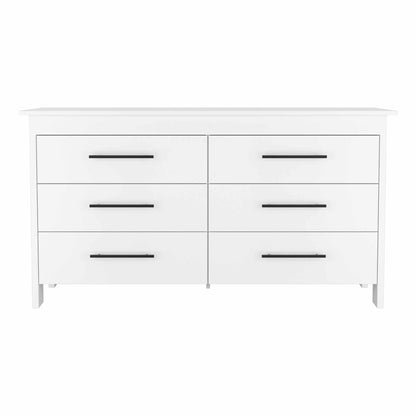 58" White Six Drawer Double Dresser