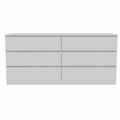 60" White Six Drawer Double Dresser