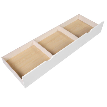 White Twin Size L Shaped Double Bunk Bed with Drawer