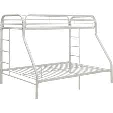 White Twin XL Over Queen Size Metal Bunk Bed