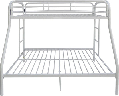 White Twin XL Over Queen Size Metal Bunk Bed