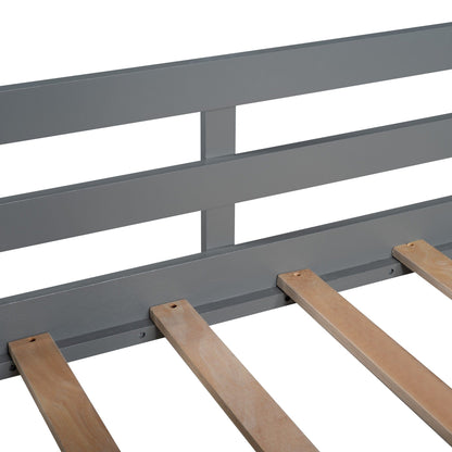 Playhouse with Windows and Partial Roof Antique Gray Twin Size Loft Bed