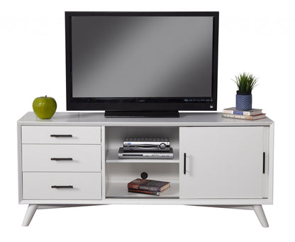 Flair 64" White Mid Century Mod TV Console