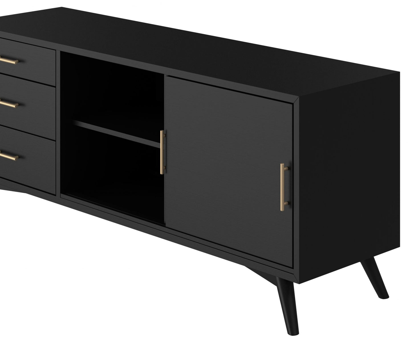 Flair 64" Black Mid Century Mod TV Console