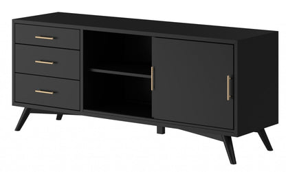 Flair 64" Black Mid Century Mod TV Console