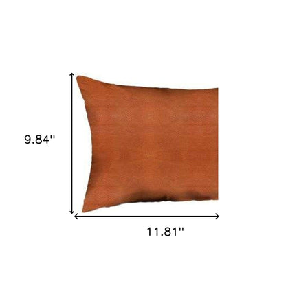 Set Of Four 12" X 12" Brown Solid Color Handmade Faux Leather Lumbar Pillows