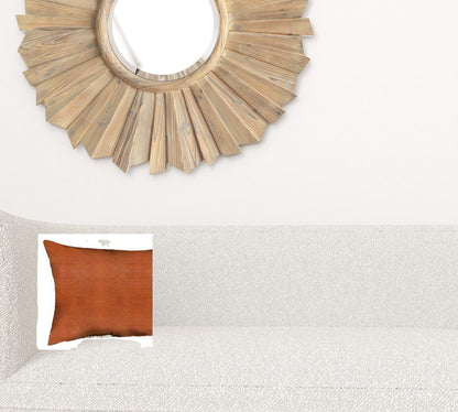 Set Of Four 12" X 12" Brown Solid Color Handmade Faux Leather Lumbar Pillows