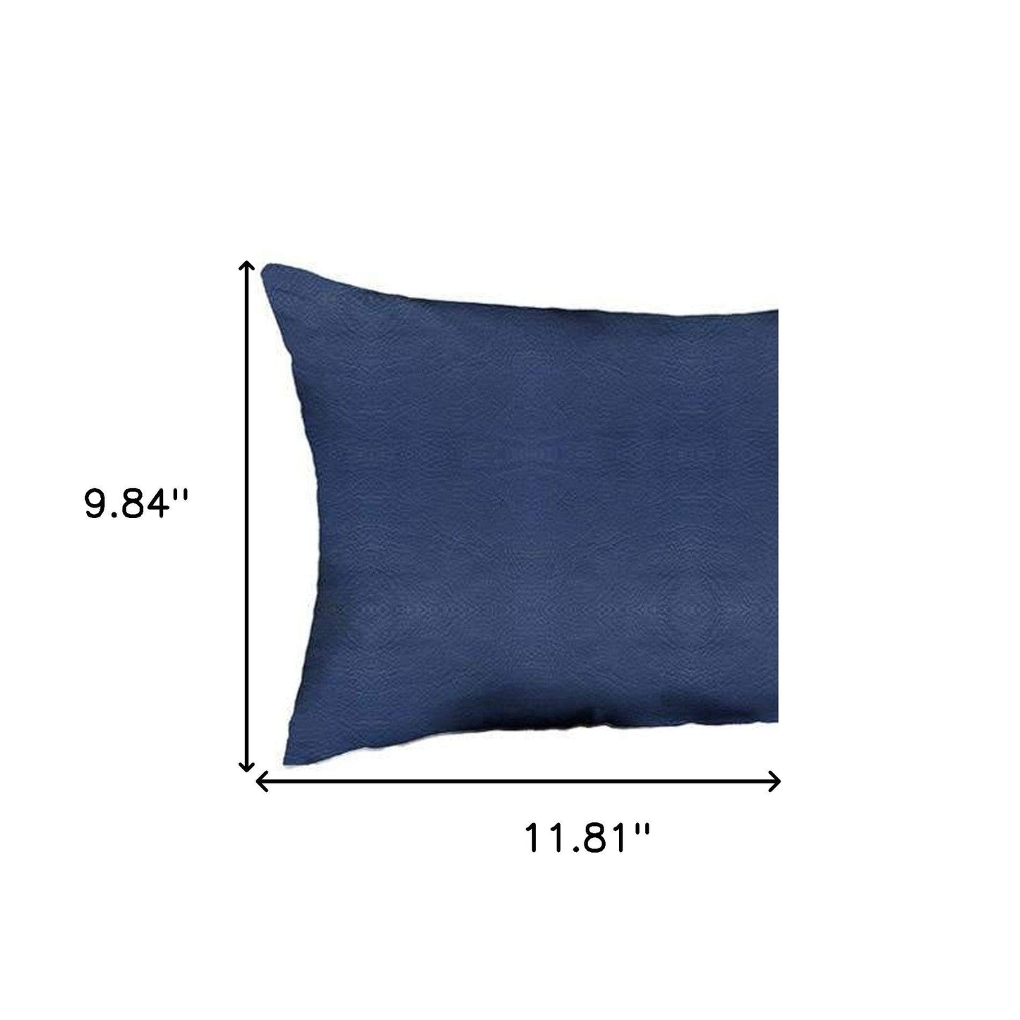 Set Of Two 12" X 20" Navy Blue Solid Color Handmade Faux Leather Lumbar Pillow Cover