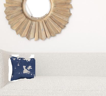 Set Of Two 12" X 20" Navy Blue Solid Color Handmade Faux Leather Lumbar Pillow Cover