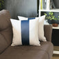 Set Of Two 17" X 17" Navy Blue Solid Color Zippered Handmade Faux Leather Throw Pillow Cover