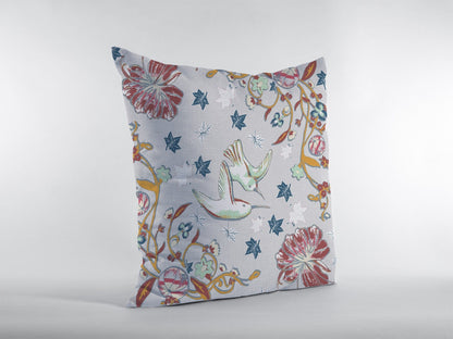 16" Gray Bird Zippered Double Sided Suede Throw Pillow