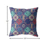 18” Navy Red Trellis Suede Zippered Throw Pillow