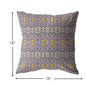 18” Purple Yellow Geofloral Zippered Suede Throw Pillow