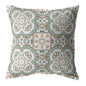 16” Blue Orange Mandala Zippered Suede Throw Pillow